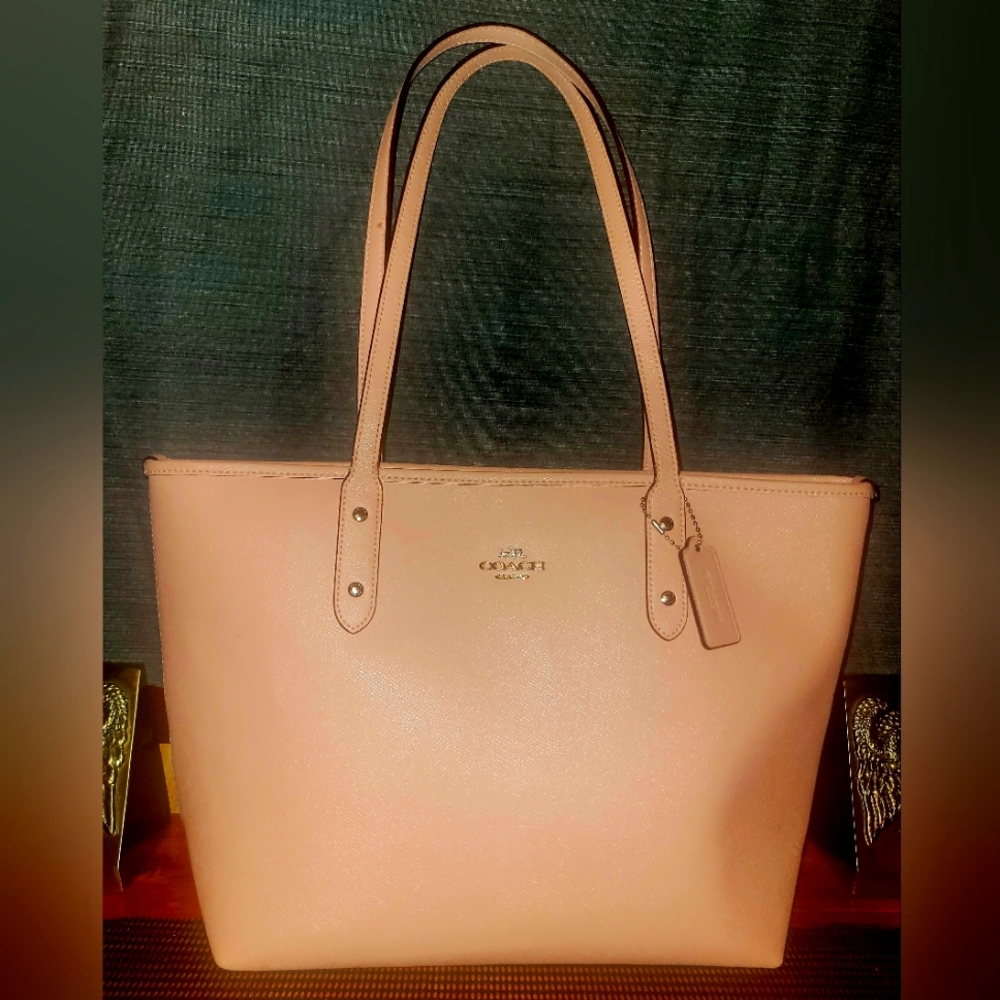 Coach Crossgrain Leather Pink Zip Tote